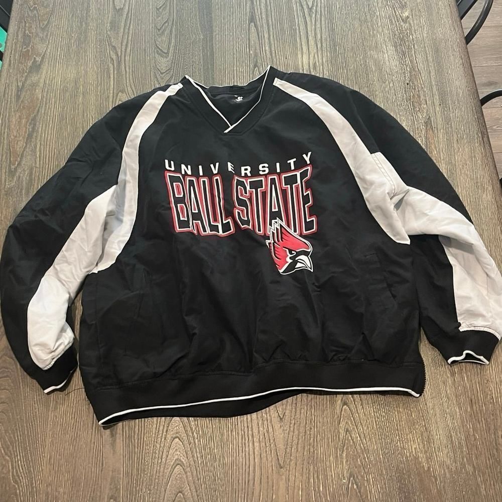 Vintage Badger Sports Cardinals Ball State Hockey Windbreaker Jacket Black Sz M